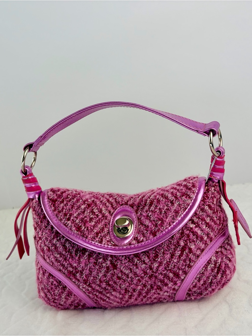 American Girl x Bath and Body Works Pink Tweed Cosmetic Bag with Metallic Trim